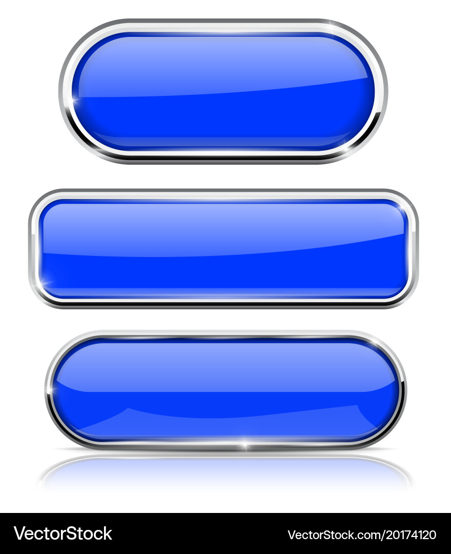 Blue buttons set collection of web 3d shiny icons vector image