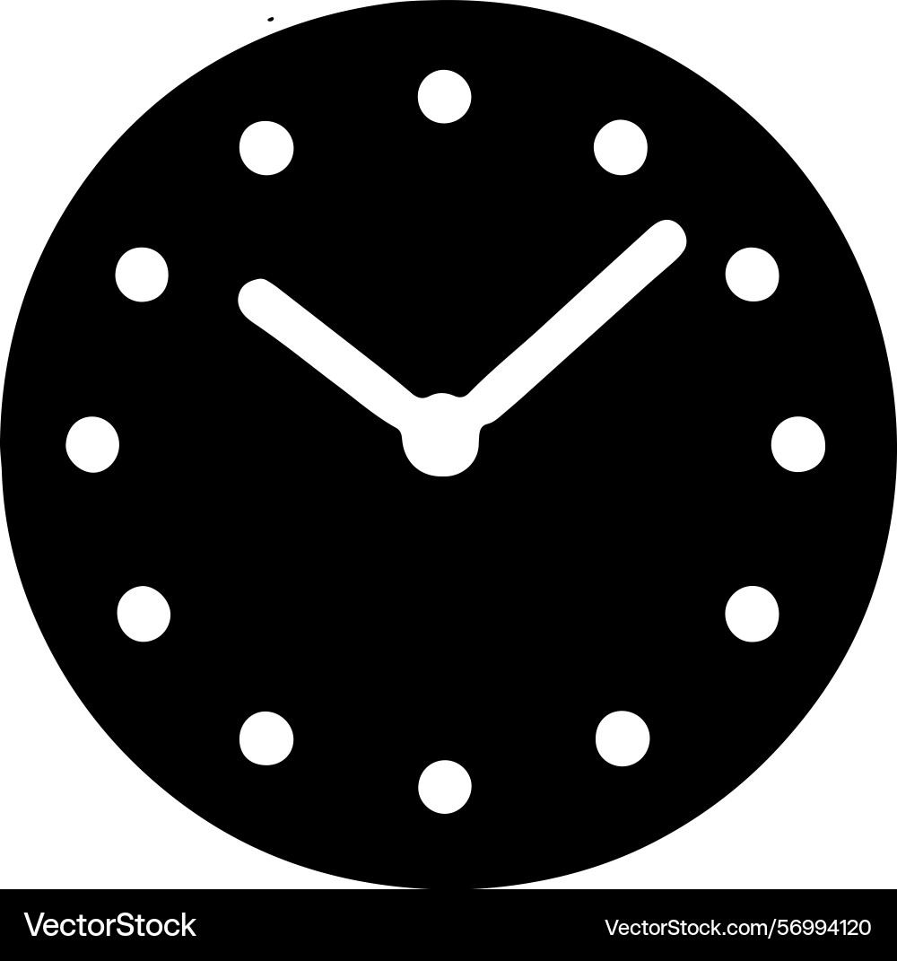 Clock isolated on white background showing the tim Vector Image