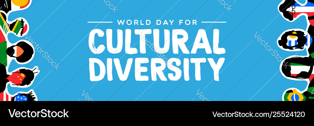 Cultural diversity banner country flag people vector image