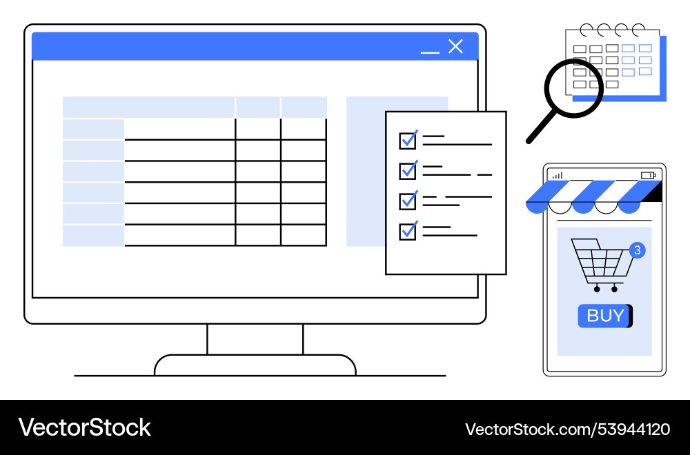 Efficient online shopping and task management Efficient online shopping and task management Vector Image