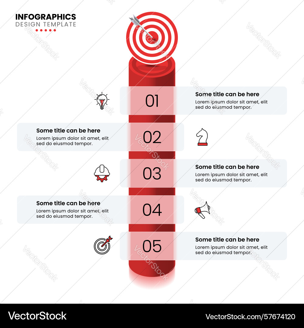 Infographic template dartboard with column and 5 vector image
