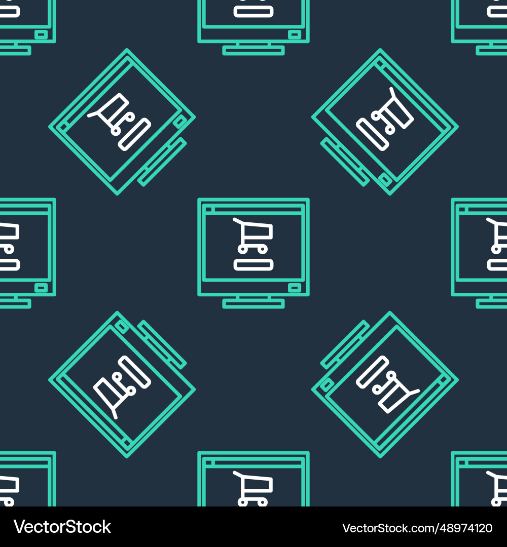 Line shopping cart on screen computer icon Line shopping cart on screen computer icon Vector Image