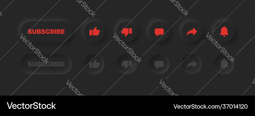 Neumorphic UI Buttons - Dark Theme Vector Image