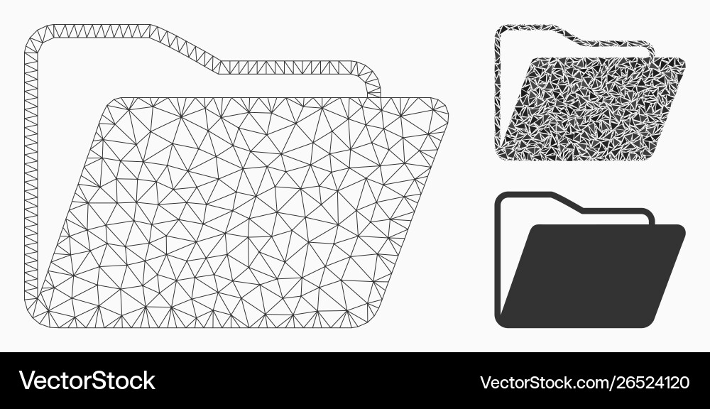 Open folder mesh wire frame model Open folder mesh wire frame model vector image