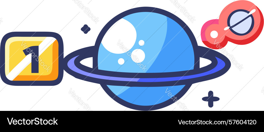 Planet with notification - space alert or new Vector Image