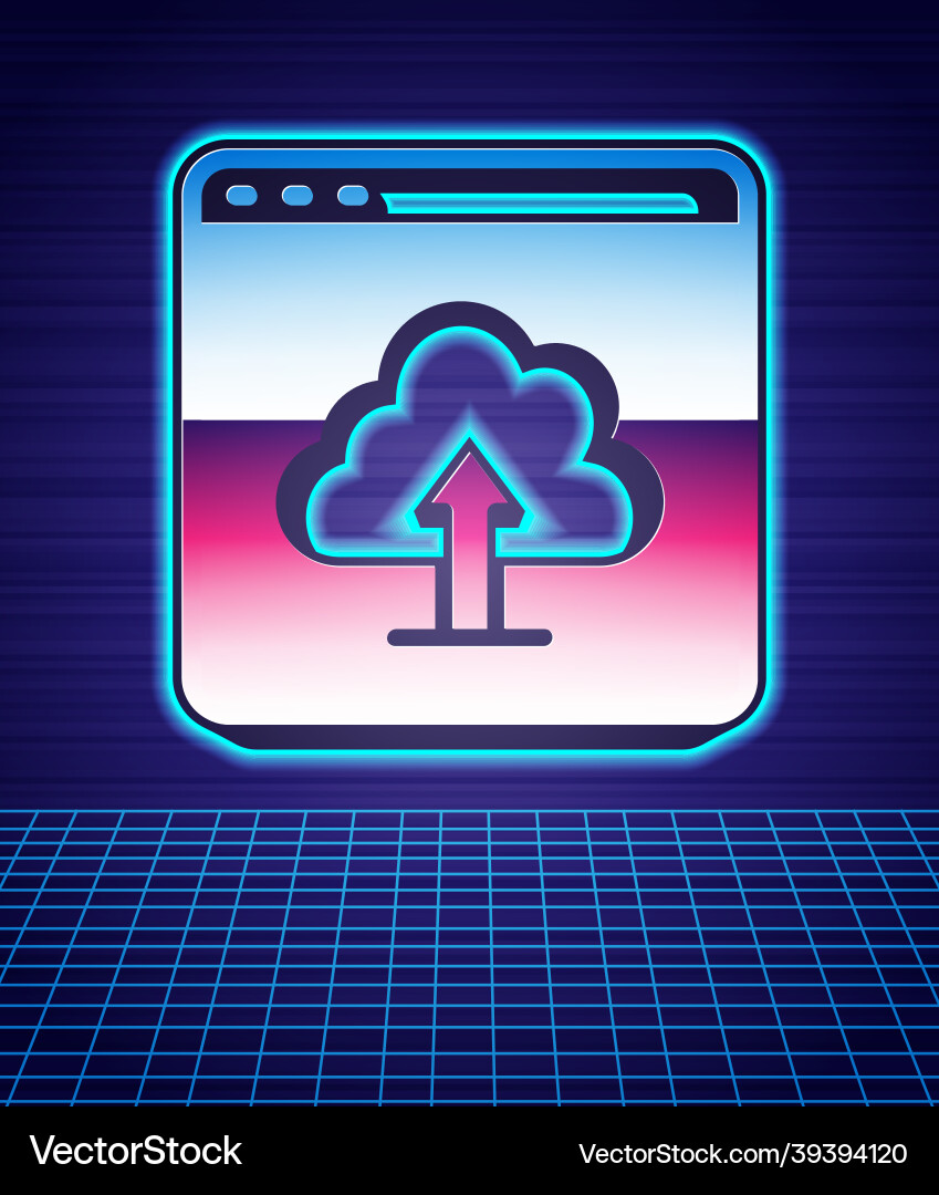 Retro style cloud upload icon isolated futuristic Vector Image