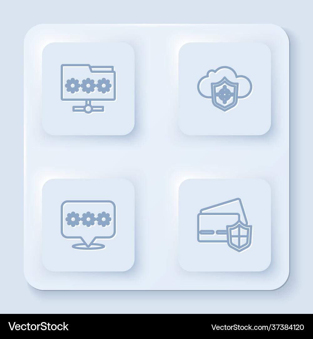 Set line folder with password cloud and shield Set line folder with password cloud and shield Vector Image