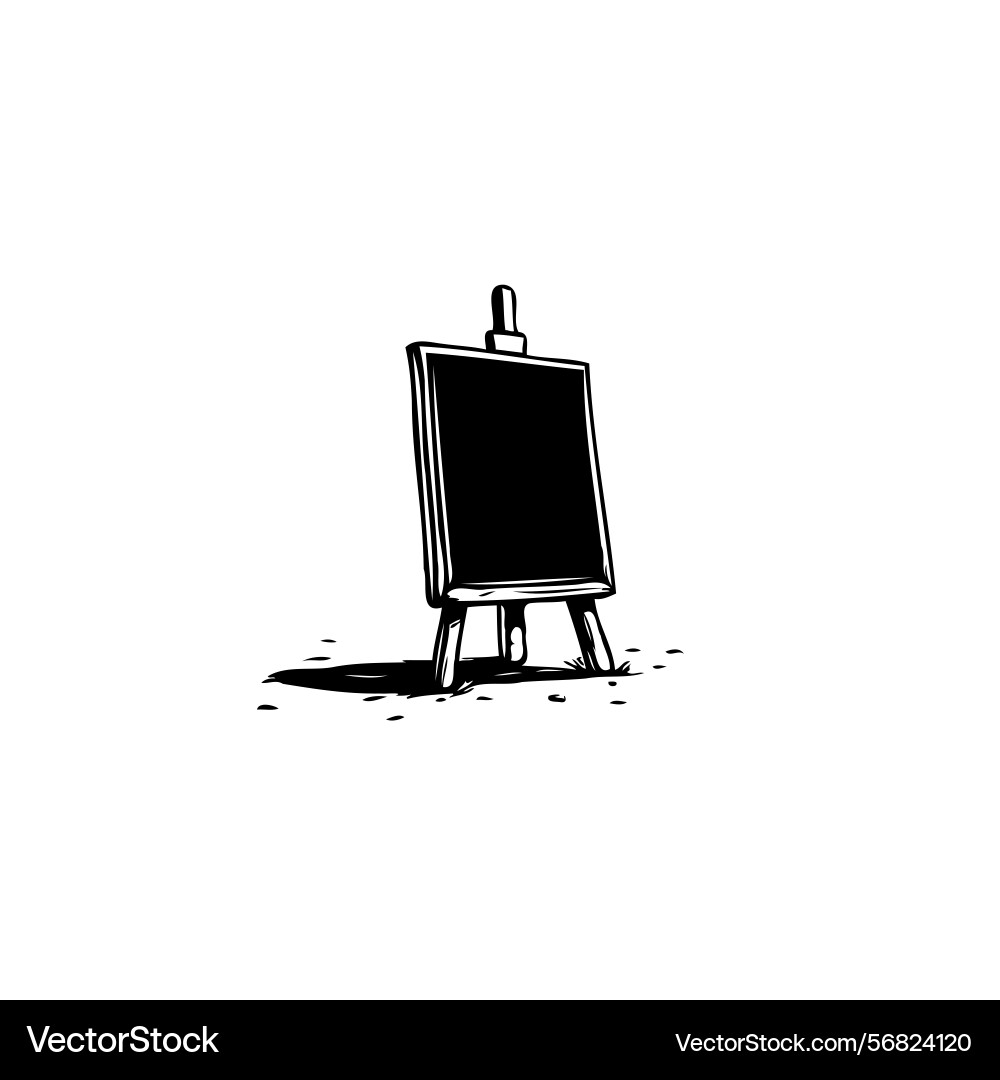 Simple easel with a black canvas in minimal Simple easel with a black canvas in minimal Vector Image