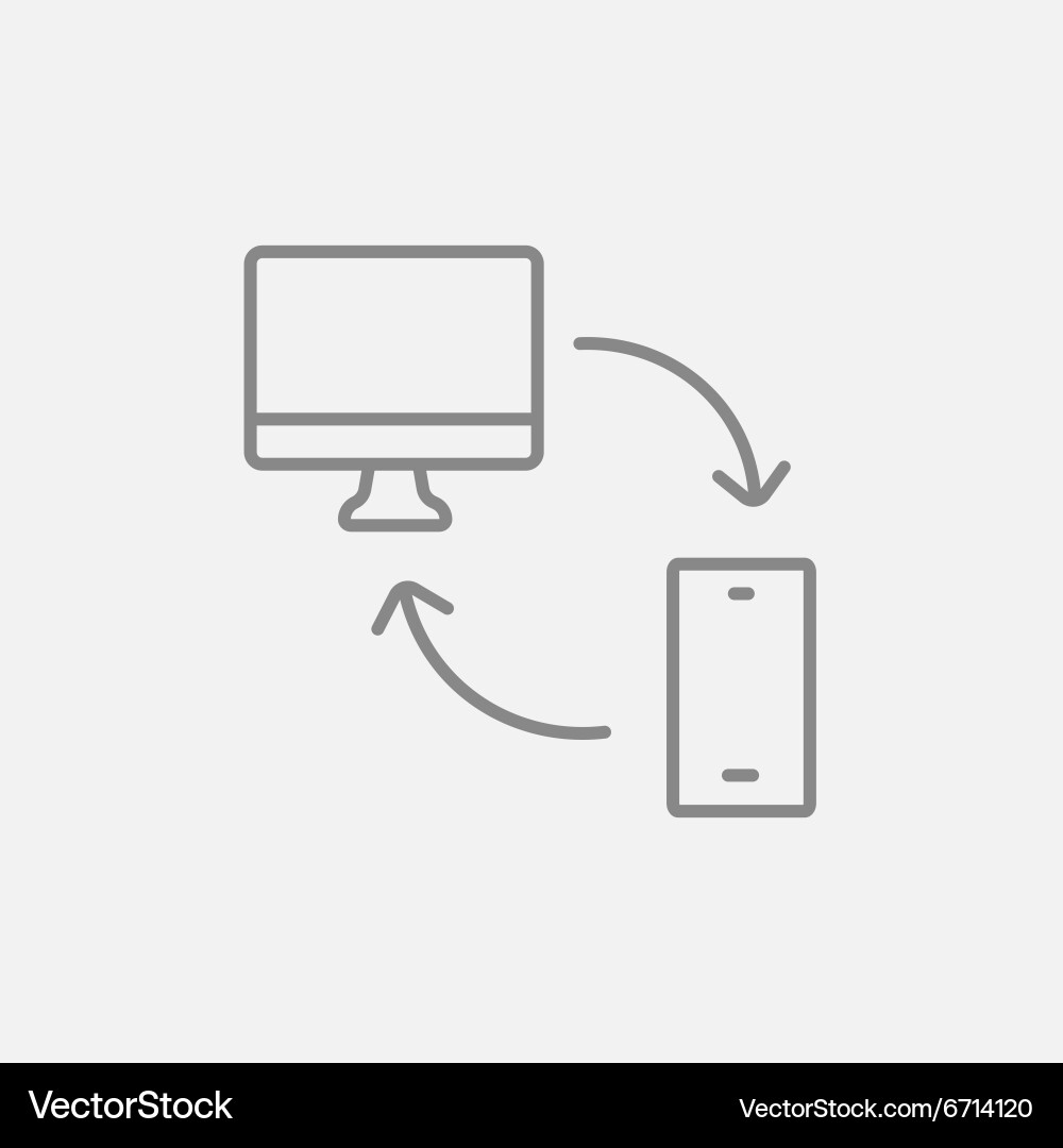Synchronization computer with mobile device line Vector Image