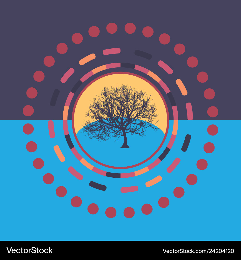 Technology colorful round background with tree Technology colorful round background with tree vector image