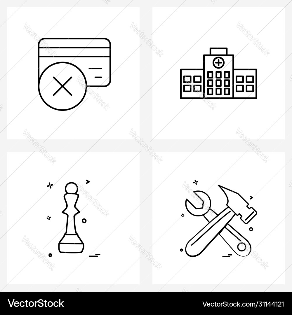 4 universal line icons for web and mobile cross Vector Image