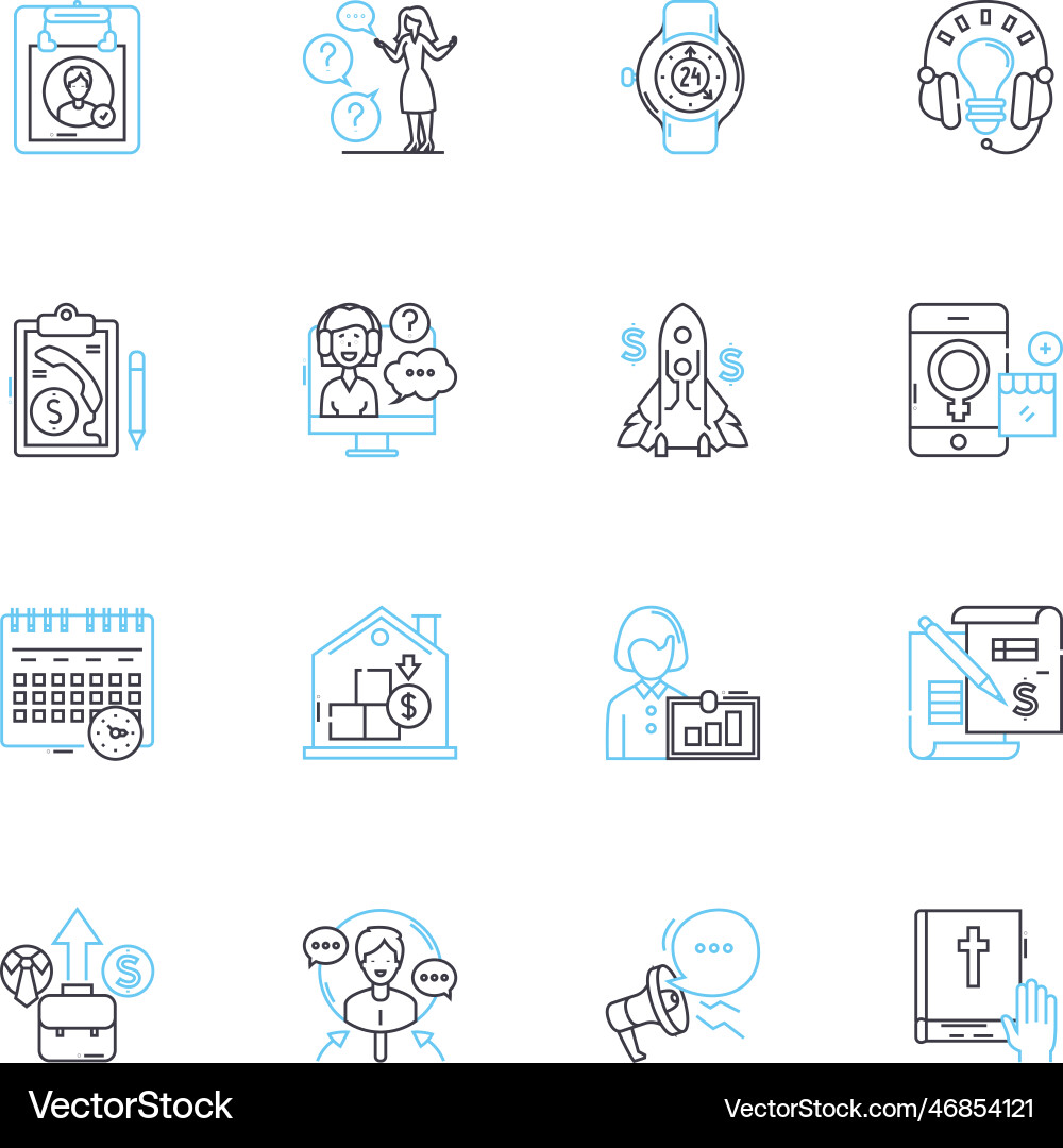 Consumer interaction linear icons set feedback Consumer interaction linear icons set feedback vector image