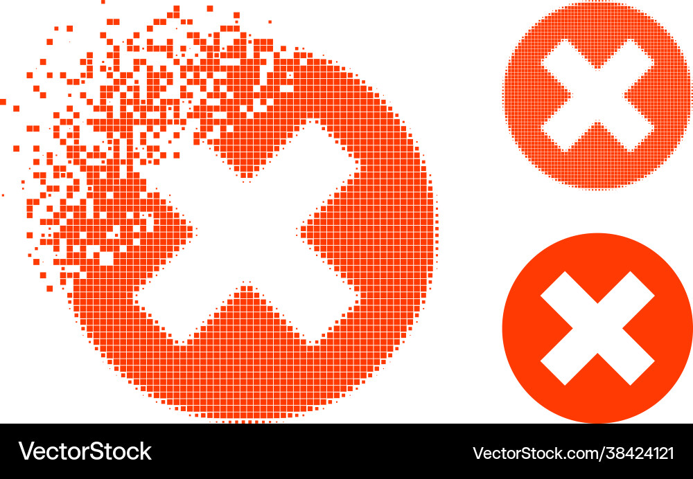 Damaged pixel delete icon with halftone version Damaged pixel delete icon with halftone version vector image