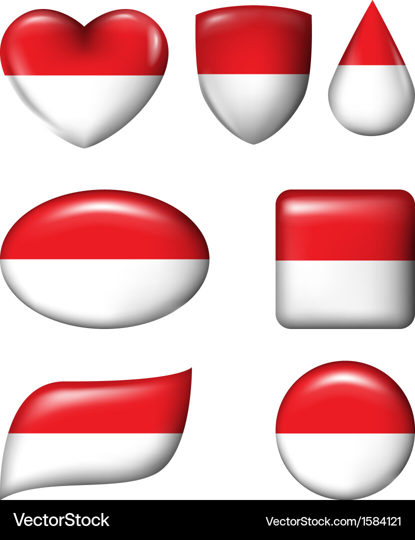 Flags in Glossy Button Shapes vector image
