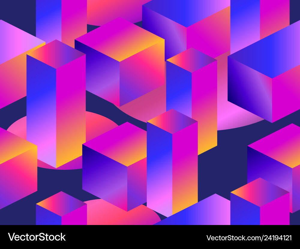 Geometric shapes in isometric style with gradient Geometric shapes in isometric style with gradient vector image