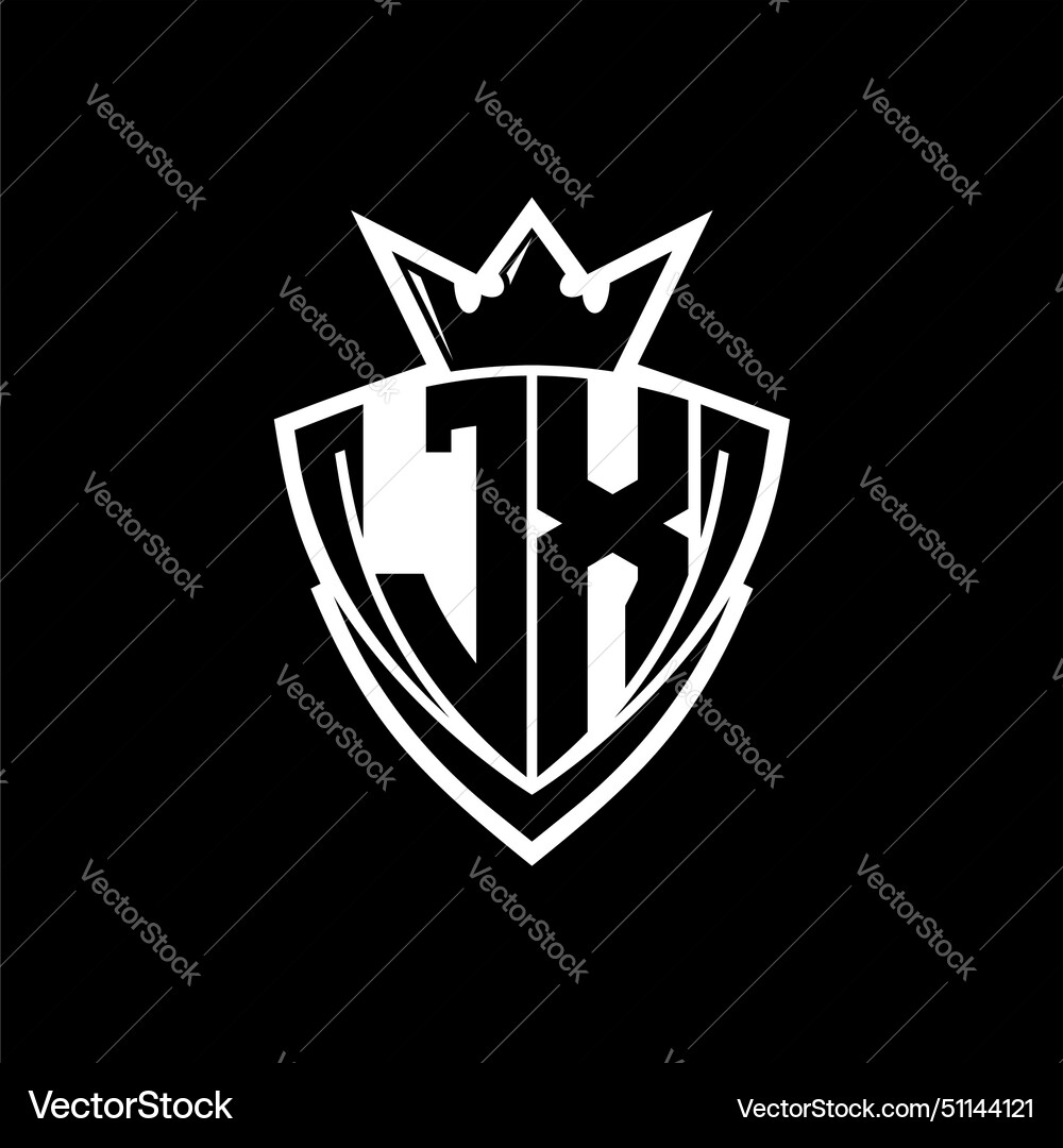 Jx letter logo with sharp triangle shield shape Vector Image
