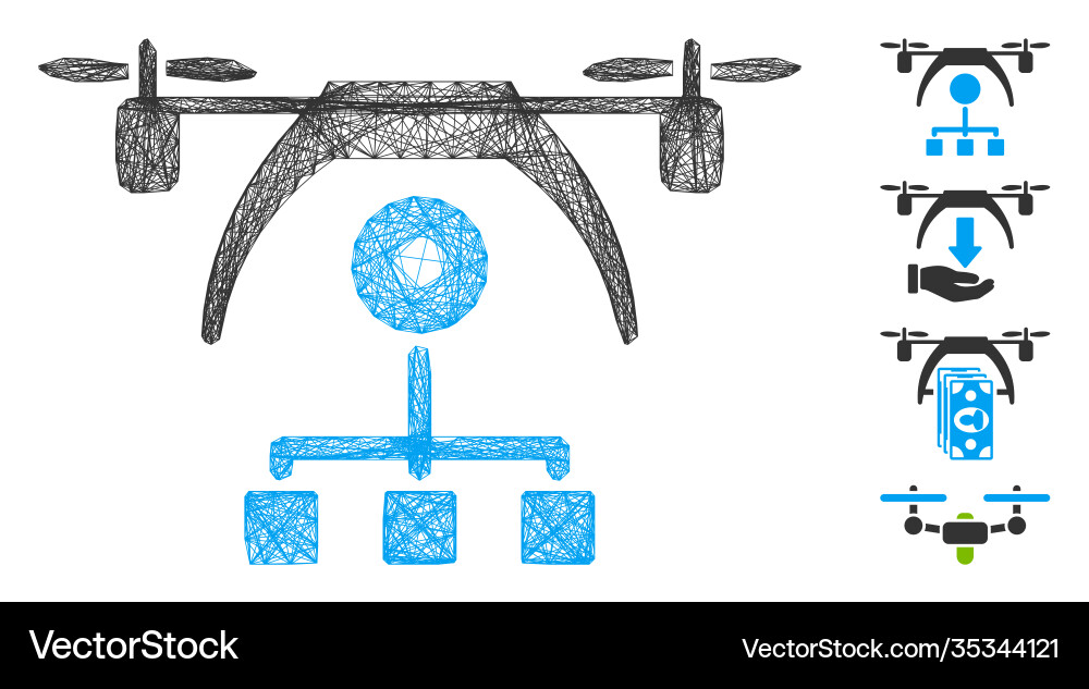 Linear copter distribution scheme mesh Linear copter distribution scheme mesh vector image