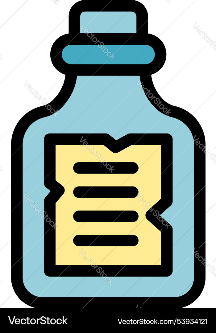 Message in a bottle floating on the sea waves icon vector image