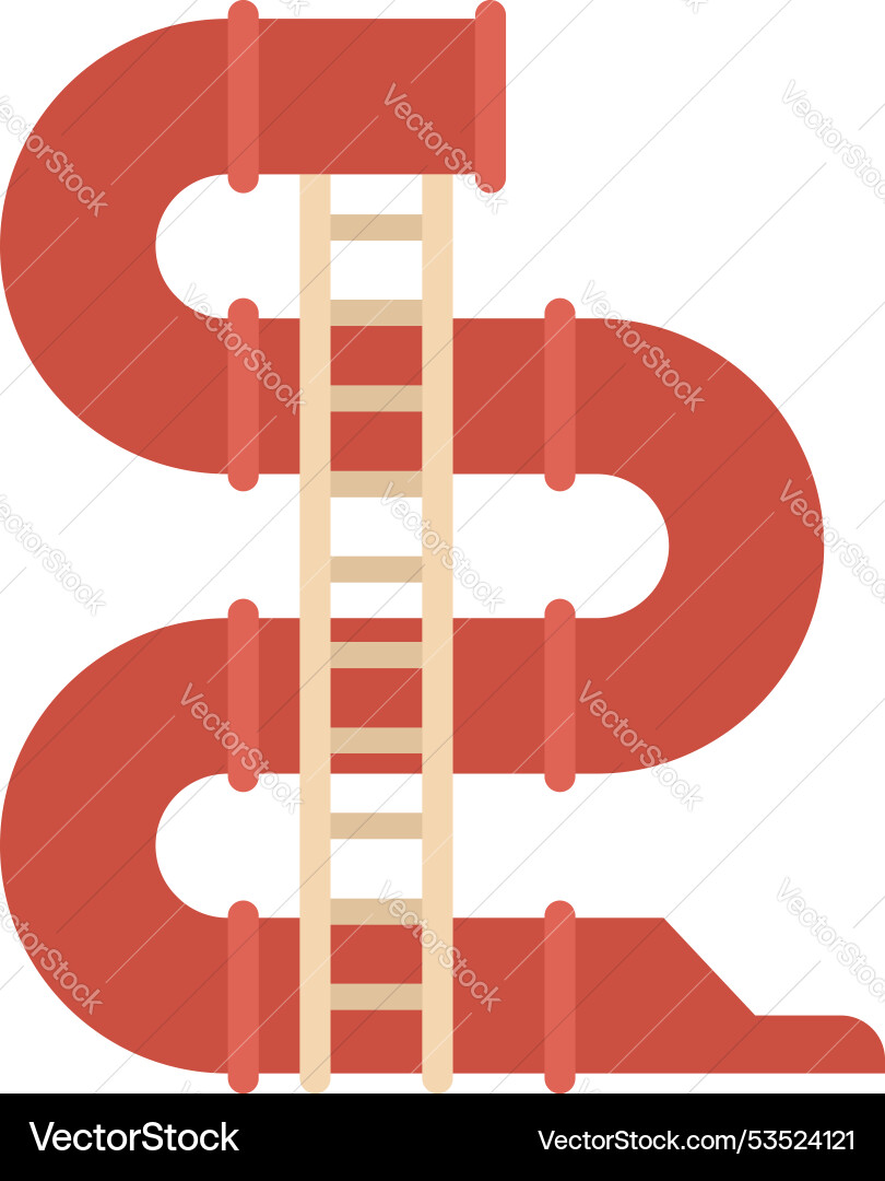 Red double slide with ladder for playground vector image