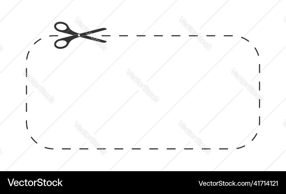 Scissors icon cutting rectangle shape with dotted vector image