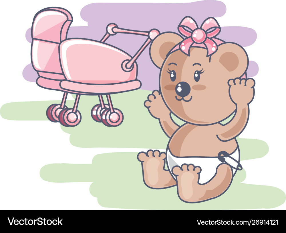 Süße weibliche Bär Baby Tier in Warenkorb Süße weibliche Bär Baby Tier in Warenkorb vektorbild