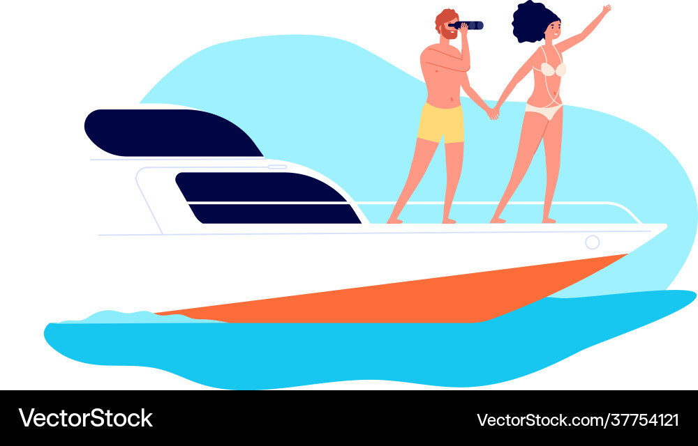 Sea travel romantic date on yacht couple ocean Sea travel romantic date on yacht couple ocean vector image