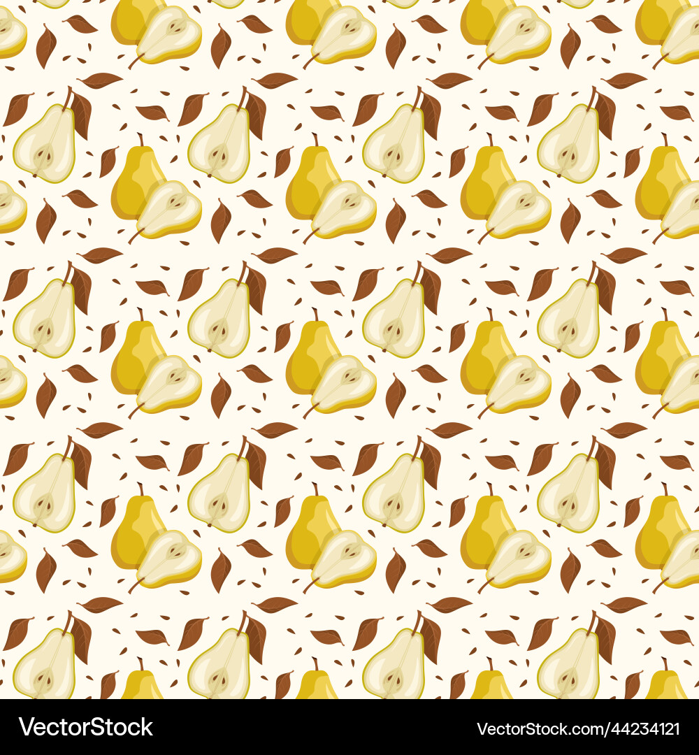 Seamless pattern with yellow pear in monochrome Vector Image