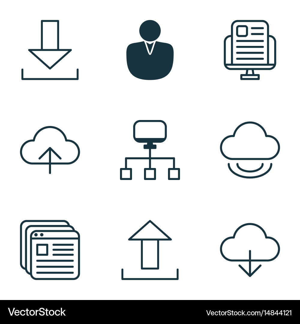 Set of 9 world wide web icons includes website vector image