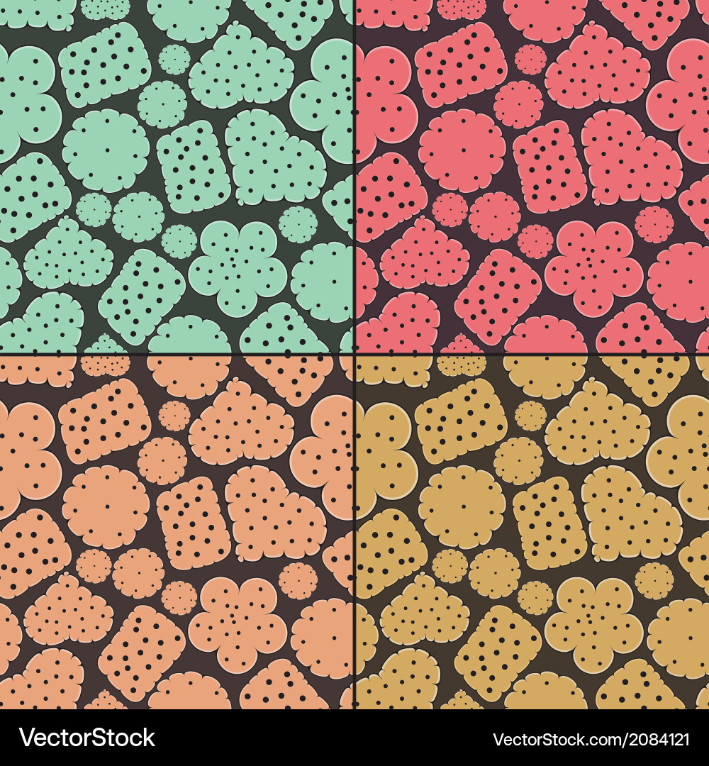 Set of four seamless pattern with cookies vector image
