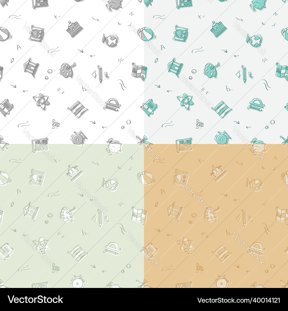 Set of seamless patterns with doodle linear icons vector image