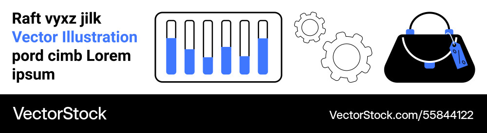 Bar chart with gears and handbag highlighting Vector Image