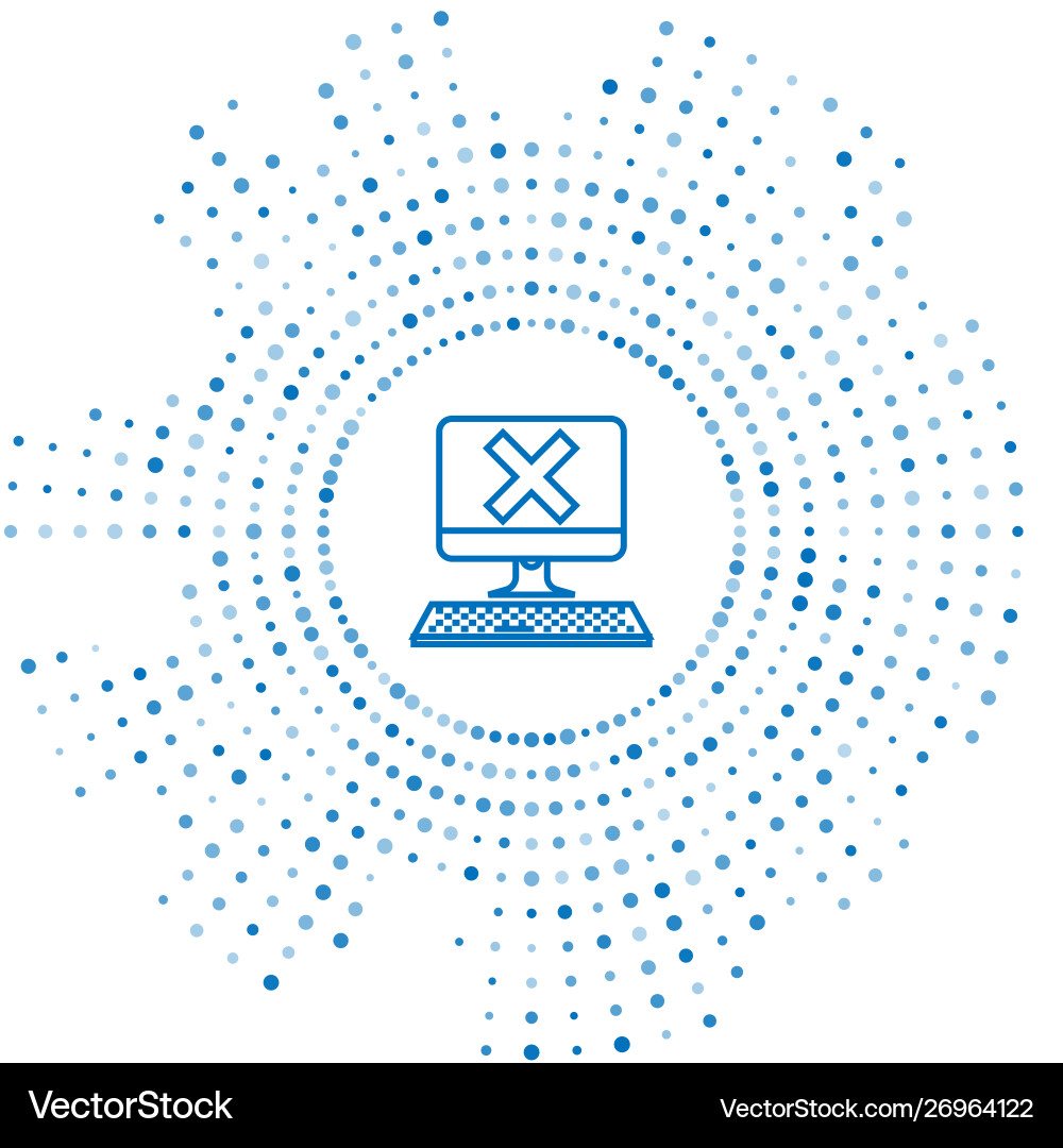 Blue line computer with keyboard and x mark icon Blue line computer with keyboard and x mark icon vector image