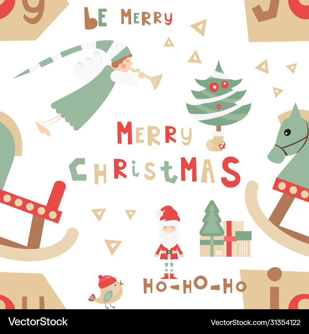 Christmas Seamless Pattern - Festive Characters vector image