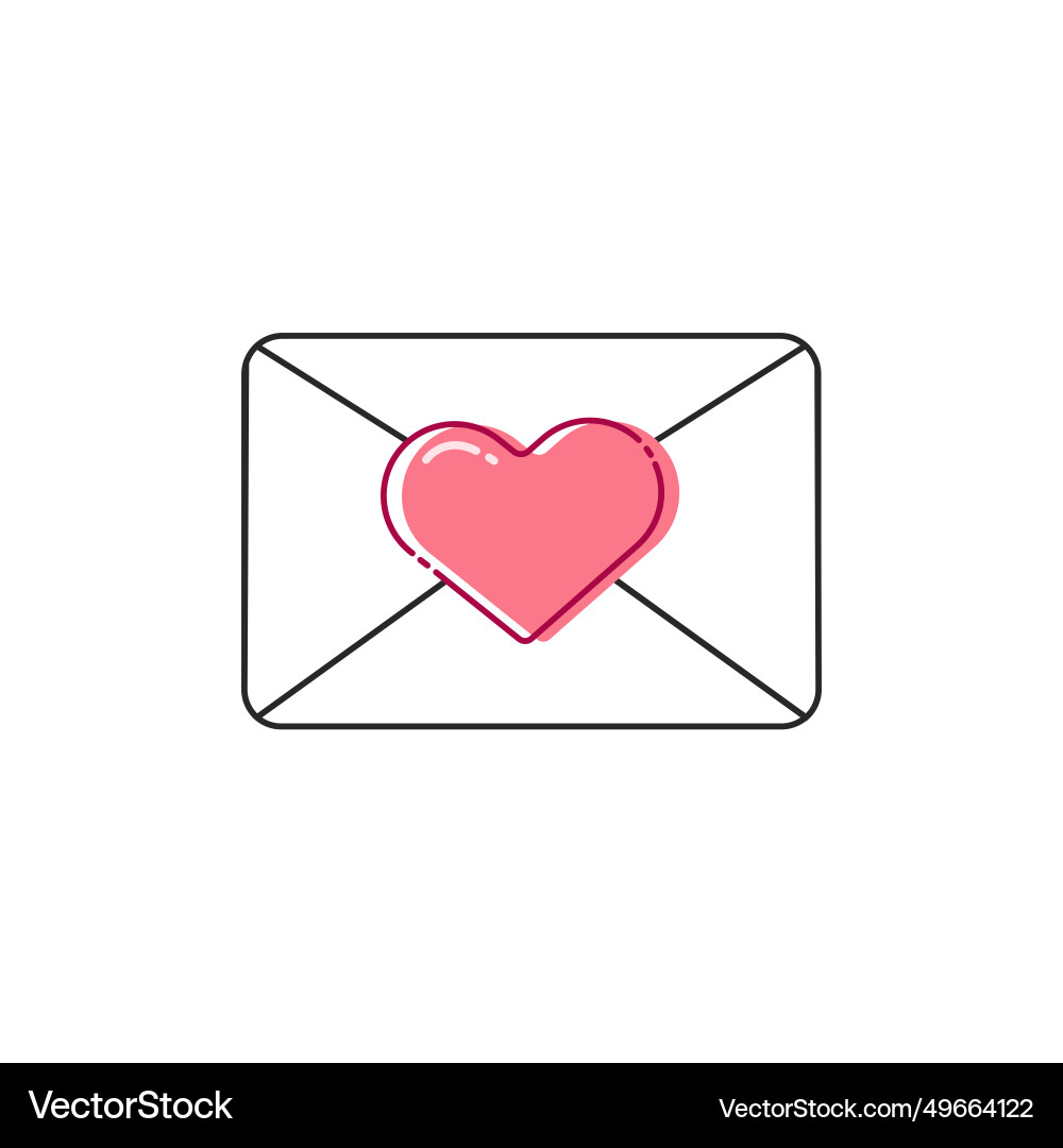 Closed opened envelope with heart icon set Vector Image