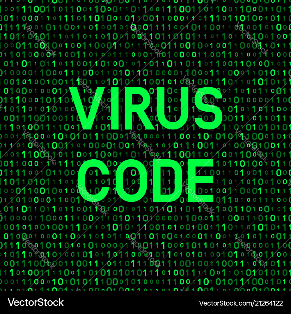 Computer Virus Angriff auf Binary Code Vektorbild