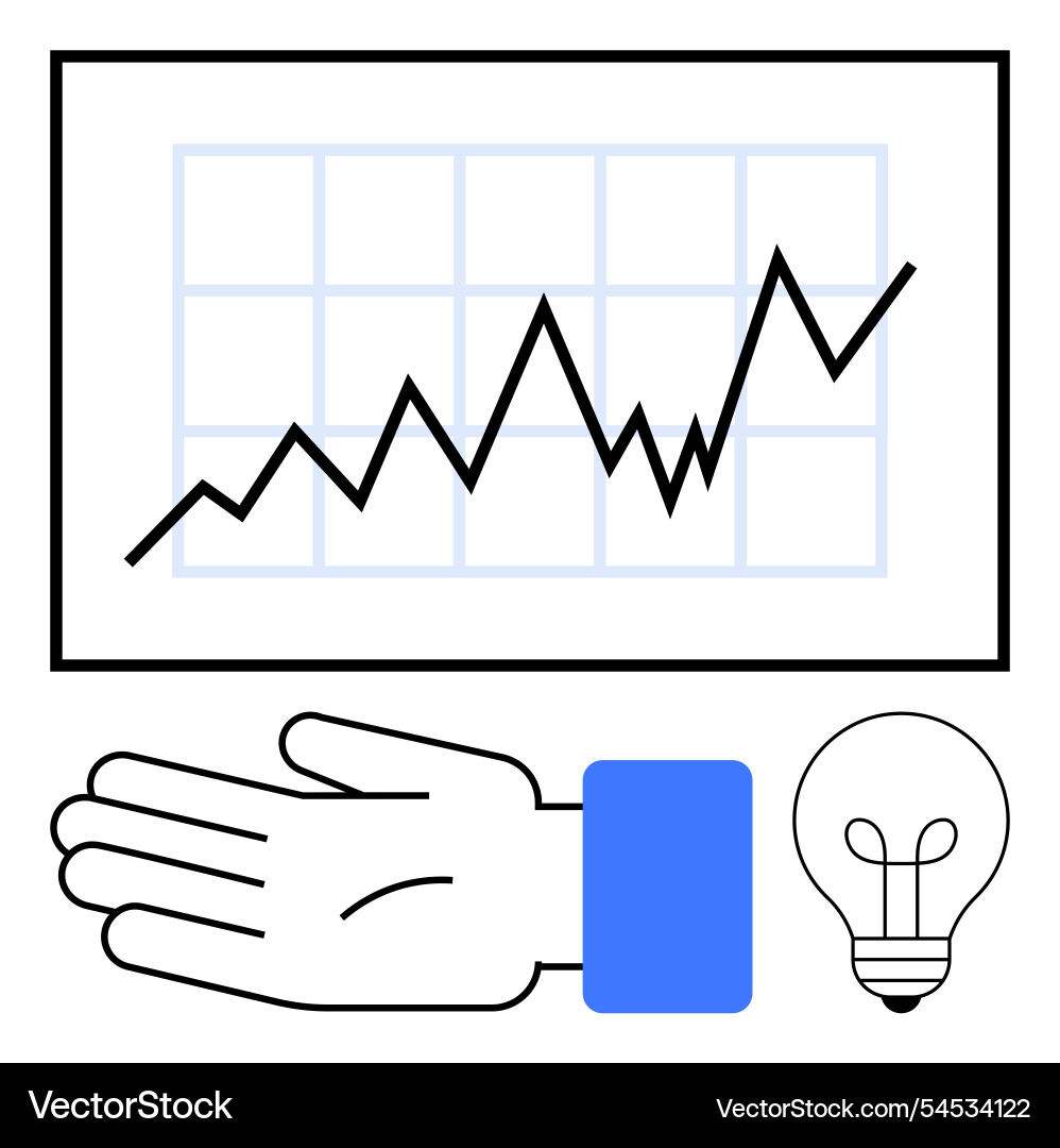 Continuous growth chart with hand gesture Continuous growth chart with hand gesture vector image