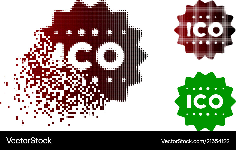 Decomposed pixel halftone ico token icon Decomposed pixel halftone ico token icon Vector Image