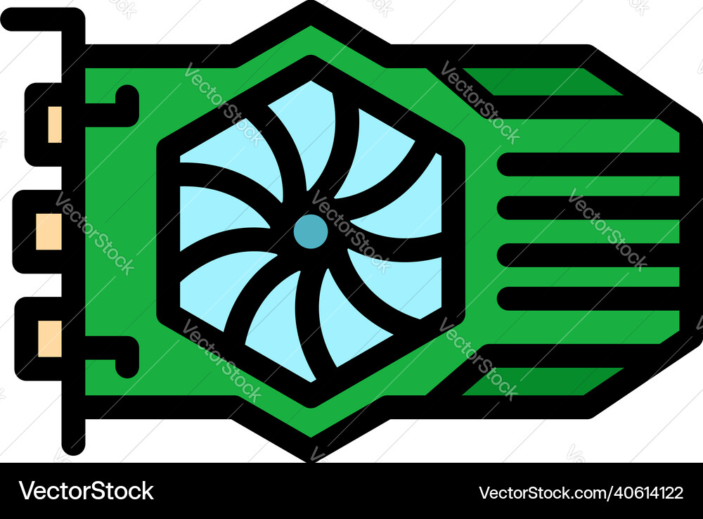 Digital gpu card icon color outline Digital gpu card icon color outline vector image