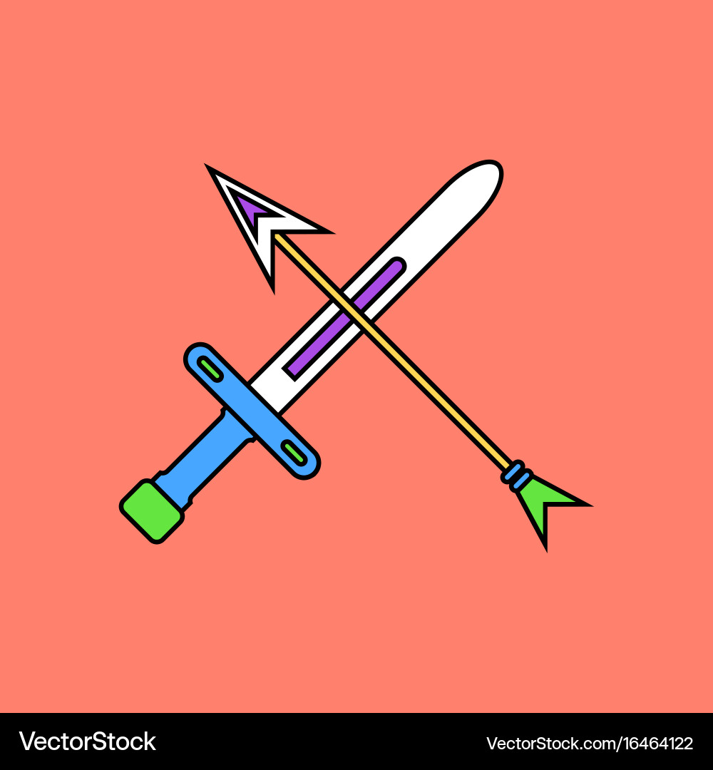 Flat icon design collection sword and arrow vector image