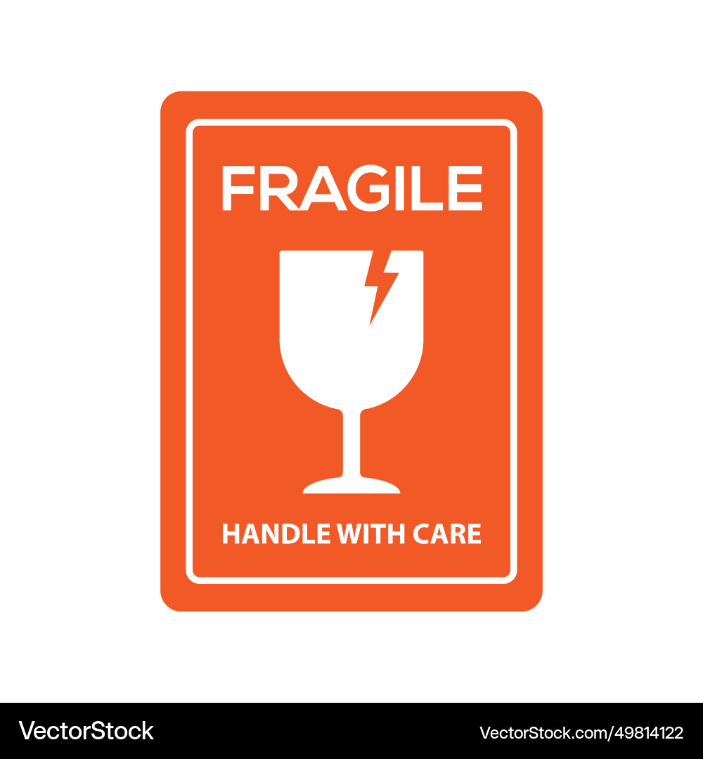 Fragile handle with care or red warning Vector Image