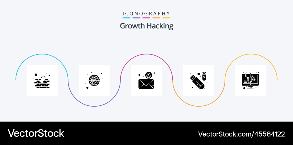 Hacking glyph 5 icon pack including bug ddos vector image
