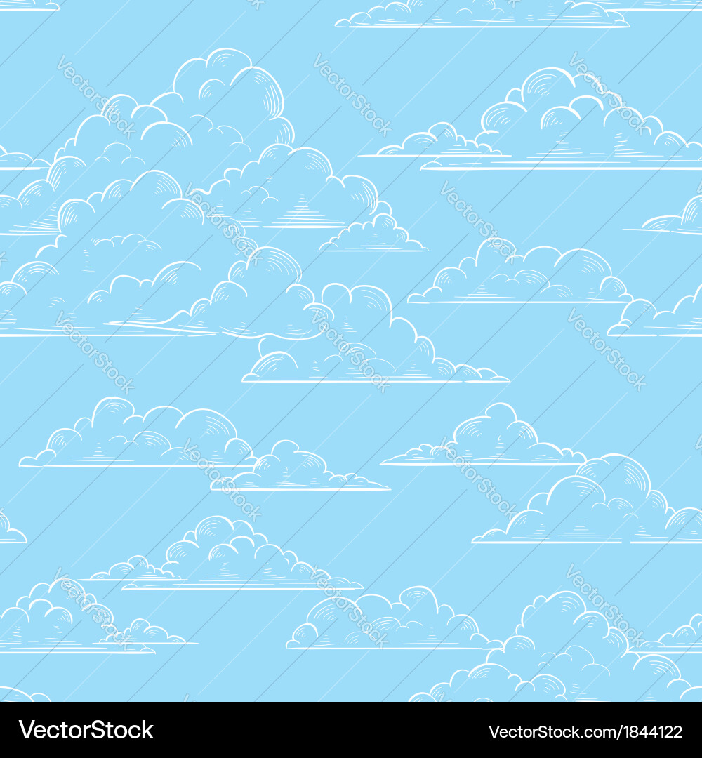 Hand-Drawn Clouds Pattern vector image