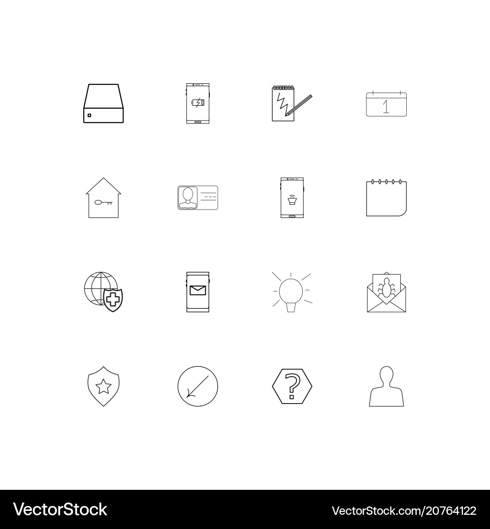 Internet technologies linear thin icons set vector image