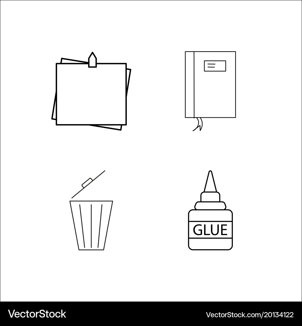 Office simple linear icon setsimple outline icons vector image