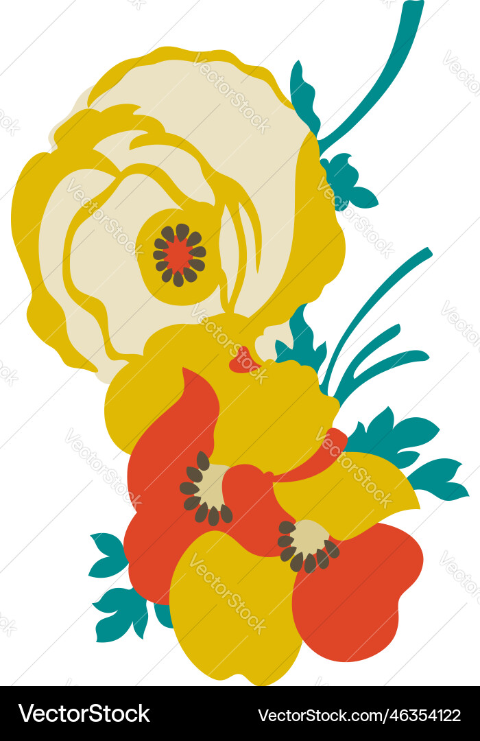 Olga 1979 flower power bouquet Olga 1979 flower power bouquet vector image