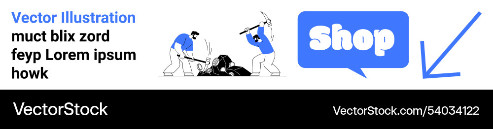 Online shopping banner with characters mining Online shopping banner with characters mining vector image