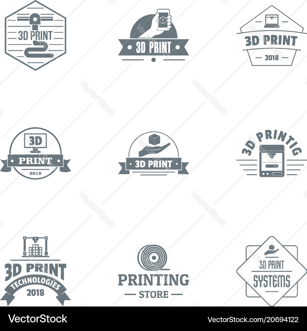 Print logo set simple style Print logo set simple style vector image