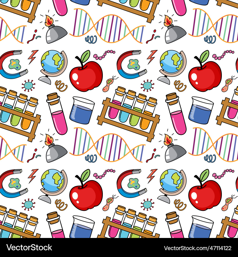 Science objects and icons seamless pattern vector image