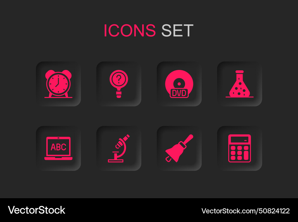 Set microscope unknown search alarm clock ringing Vector Image