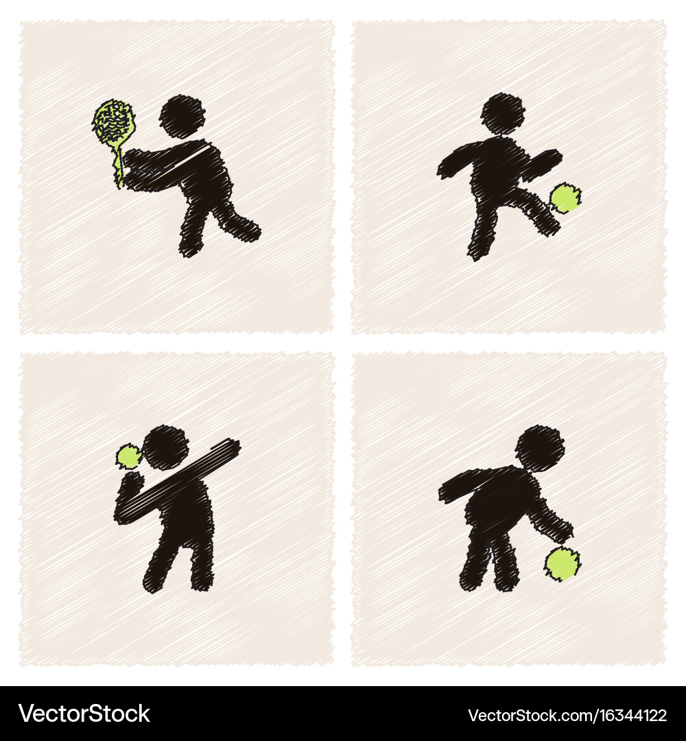 Set of olympic game design in hatching style Vector Image